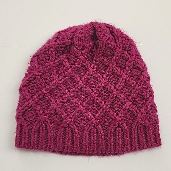 Cable knit Kids Purple Beanie Warm Winter Hat - Picture 1 of 10